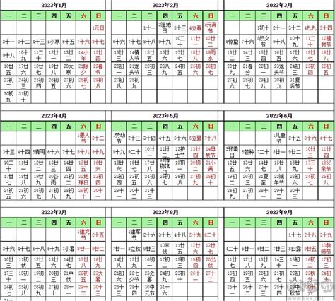 日歷2023|2023年日历全年表 有农历 有周数 周一开始